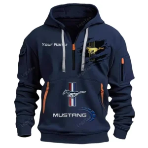 Hoodie Half Zipper Exclusive Logo Gift For Classic American Car Enthusiasts CAR113 - Navy