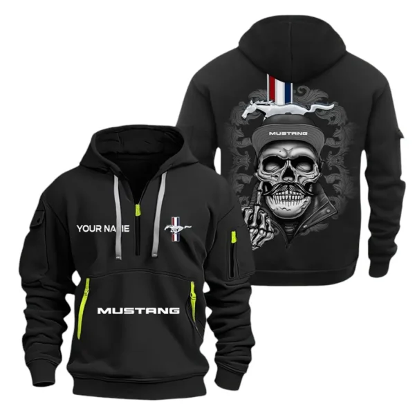 Hoodie Half Zipper Exclusive Logo Gift For American Muscle Enthusiasts CAR166 - Black