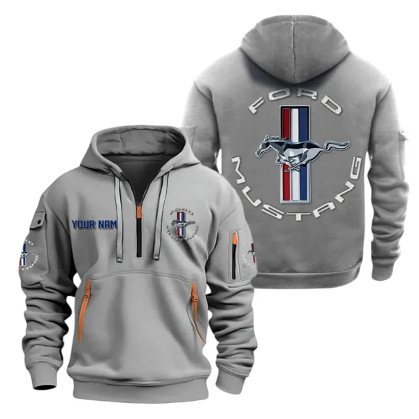 Hoodie Half Zipper Exclusive Logo Gift For Classic American Car Enthusiasts CAR200 - Gray