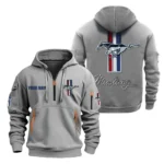 Hoodie Half Zipper Exclusive Logo Gift For Pony Car Enthusiasts CAR200 - Gray