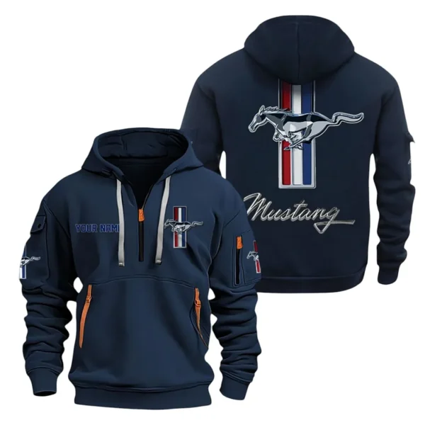 Hoodie Half Zipper Exclusive Logo Gift For Fastback Coupe Enthusiasts CAR200 - Navy