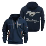 Hoodie Half Zipper Exclusive Logo Gift For Pony Car Enthusiasts CAR200 - Navy