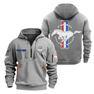 Hoodie Half Zipper Exclusive Logo Gift For Classic American Car Enthusiasts CAR200 - Gray