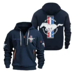 Hoodie Half Zipper Exclusive Logo Gift For High-Performance Vehicle Enthusiasts CAR200 - Navy