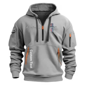 Hoodie Half Zipper Exclusive Logo Gift For Pony Car Enthusiasts CAR112 - Gray