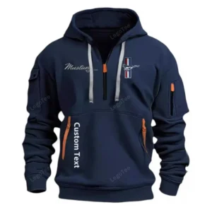 Exclusive Logo Hoodie Half Zipper For Classic American Car Enthusiasts, Gift For Classic American Car Fans CAR112 - Navy