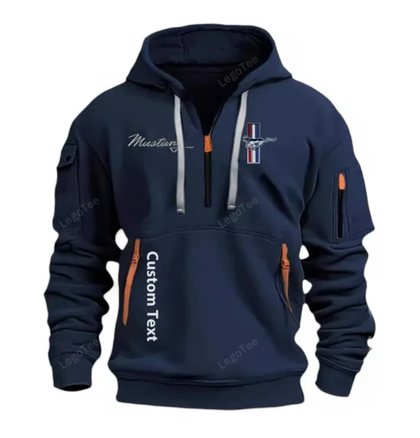 Exclusive Logo Hoodie Half Zipper For Classic American Car Enthusiasts, Gift For Classic American Car Fans CAR112 - Navy