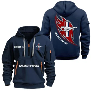 Classic American Car Hoodie Half Zipper, All Over Print Hoodie Gift For Classic American Car Enthusiasts CAR170 - Navy