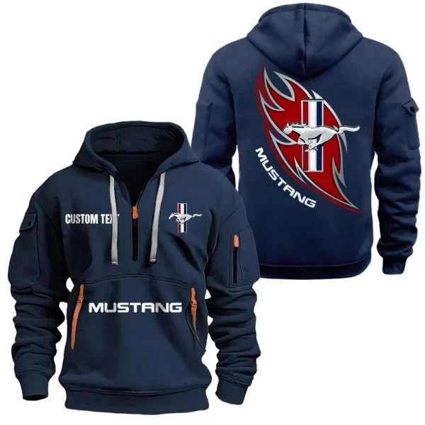 Classic American Car Hoodie Half Zipper, All Over Print Hoodie Gift For Classic American Car Enthusiasts CAR170 - Navy