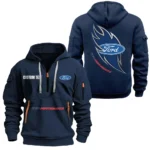 Hoodie Half Zipper Exclusive Logo Gift For High-Performance Vehicle Enthusiasts CAR170 - Navy