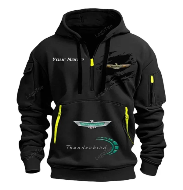 Hoodie Half Zipper Exclusive Logo Gift For Pony Car Enthusiasts CAR113 - Black