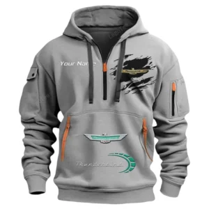 Hoodie Half Zipper Exclusive Logo Gift For Classic American Car Enthusiasts CAR113 - Gray