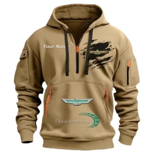 Hoodie Half Zipper Exclusive Logo Gift For High-Performance Vehicle Enthusiasts CAR113 - Khaki