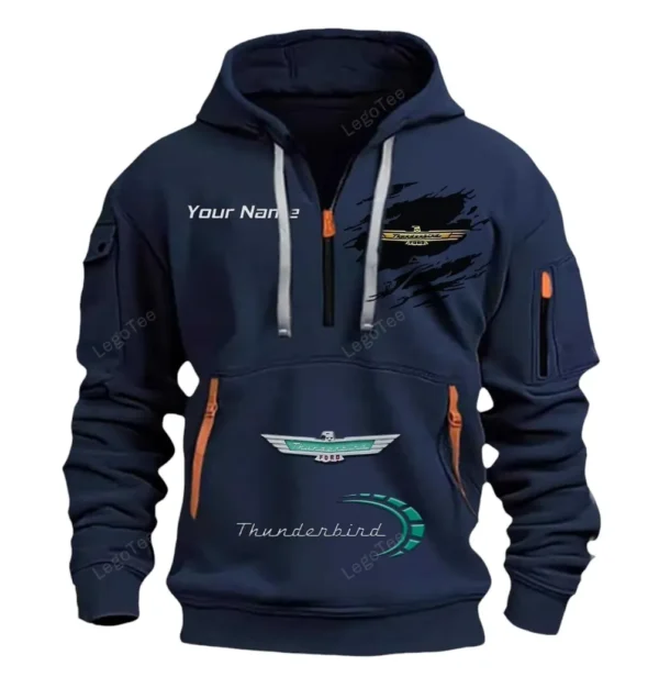 Hoodie Half Zipper Exclusive Logo Gift For Fastback Coupe Enthusiasts CAR113 - Navy
