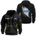 Hoodie Half Zipper Exclusive Logo Gift For Classic American Car Enthusiasts CAR170 - Black