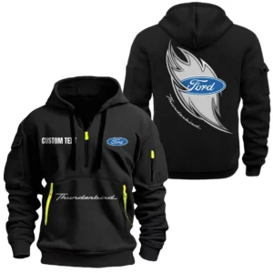 Hoodie Half Zipper Exclusive Logo Gift For Classic American Car Enthusiasts CAR170 - Black