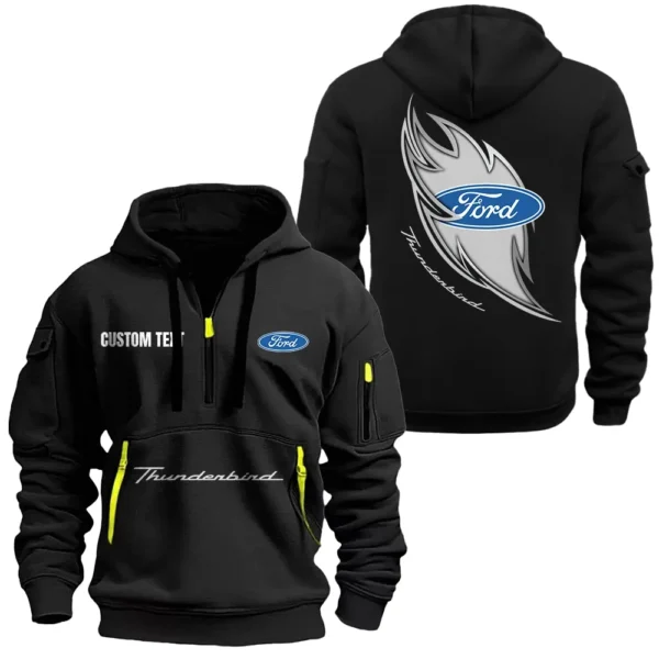 Hoodie Half Zipper Exclusive Logo Gift For Classic American Car Enthusiasts CAR170 - Black