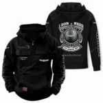 Retro Coupe Tactical Quarter Zip Hoodie, Exclusive Logo Hoodie For Car Enthusiasts CAR106 - Black