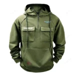 Iconic Touring Car Tactical Quarter Zip Hoodie, Exclusive Logo Hoodie For Car Enthusiasts CAR109 - Army Green