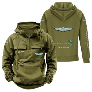 Performance Cruiser Tactical Quarter Zip Hoodie, Exclusive Logo Hoodie For Car Enthusiasts CAR960 - Army Green