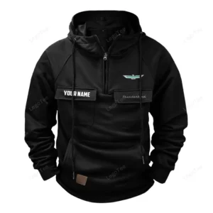 Elegant Coupe Tactical Quarter Zip Hoodie, Exclusive Logo Hoodie For Car Enthusiasts CAR109 - Black