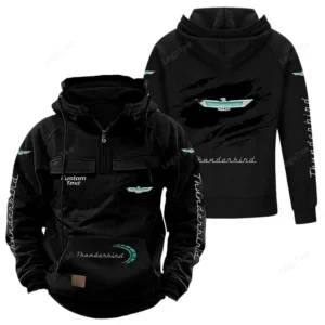 Luxury Convertible Tactical Quarter Zip Hoodie, Exclusive Logo Hoodie For Car Enthusiasts CAR122 - Black