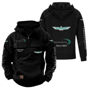 American Classic Car Tactical Quarter Zip Hoodie, Exclusive Logo Hoodie For Car Enthusiasts CAR960 - Black