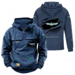 Classic Roadster Tactical Quarter Zip Hoodie, Exclusive Logo Hoodie For Car Enthusiasts CAR122 - Dark Blue