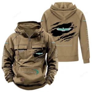 Retro Coupe Tactical Quarter Zip Hoodie, Exclusive Logo Hoodie For Car Enthusiasts CAR122 - Khaki