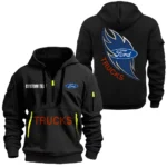 Hoodie Half Zipper Exclusive Logo Gift For Pickup Legend Enthusiasts CAR170 - Black