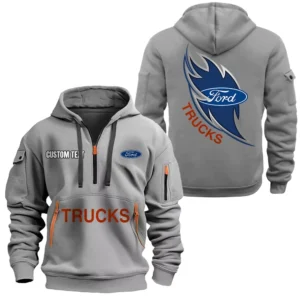 Hoodie Half Zipper Exclusive Logo Gift For Vintage Ride Truck Enthusiasts CAR170 - Gray