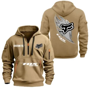 Hoodie Half Zipper Exclusive Logo Gift For Enduro Gear Enthusiasts CAR170 - Khaki