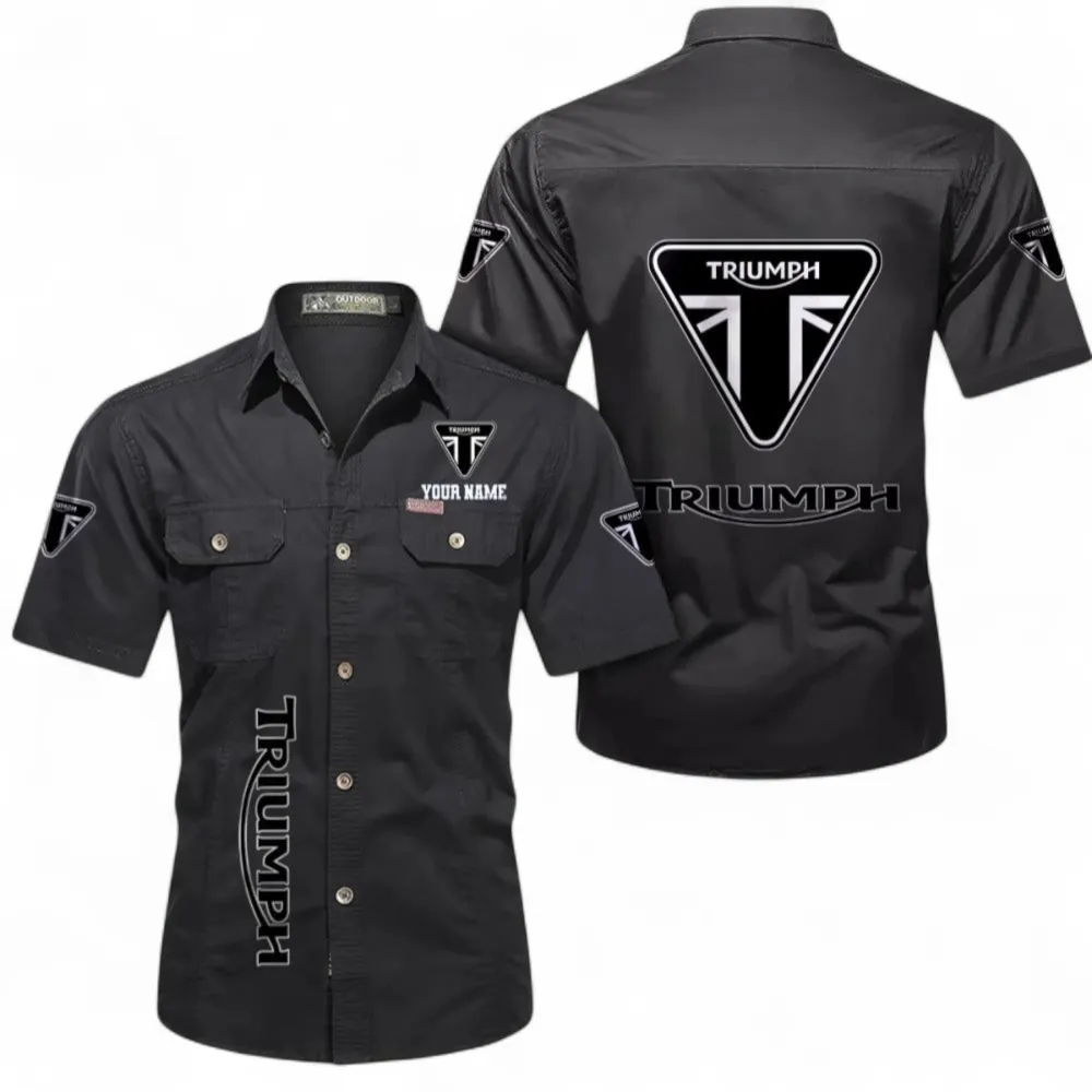 Freedom Rider Men's Casual Short Sleeved Shirt, Custom Name CAR392 - Black