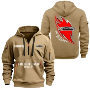 Hoodie Half Zipper Exclusive Logo Gift For Cargo Lorry Enthusiasts CAR170 - Khaki