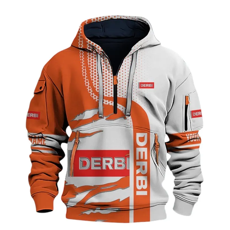 Fun Ride Hoodie Half Zip 3D, Sporty Urban Comfort Hoodie For Car Lovers CAR398 - Orange