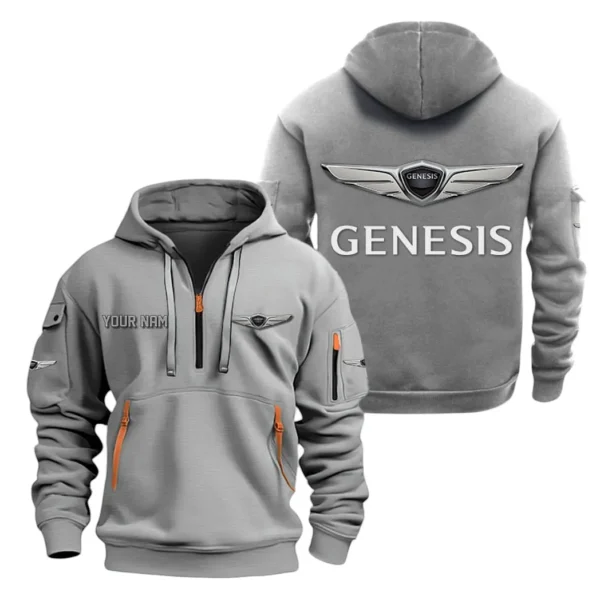 Hoodie Half Zipper Exclusive Logo Gift For Urban Hatchback Enthusiasts CAR200 - Gray