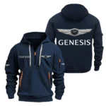 Hoodie Half Zipper Exclusive Logo Gift For Reliable Automobile Enthusiasts CAR200 - Navy