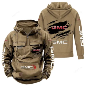 Heavy-Duty Pickup Tactical Quarter Zip Hoodie, Exclusive Logo Hoodie For Car Enthusiasts CAR122 - Khaki