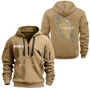 Hoodie Half Zipper Exclusive Logo Gift For Highway Motorcycle Enthusiasts CAR170 - Khaki