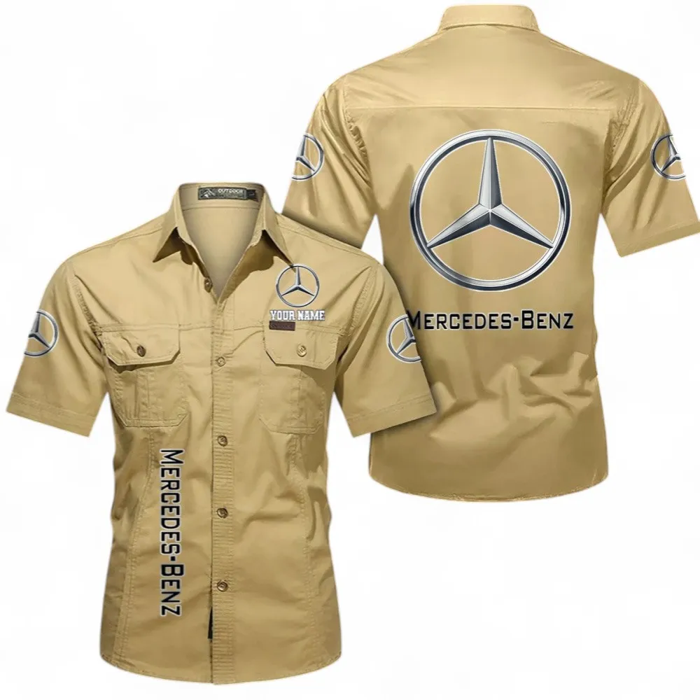 Grand Touring Auto Men's Classic Short Sleeve Shirt, Custom Name CAR392 - Khaki
