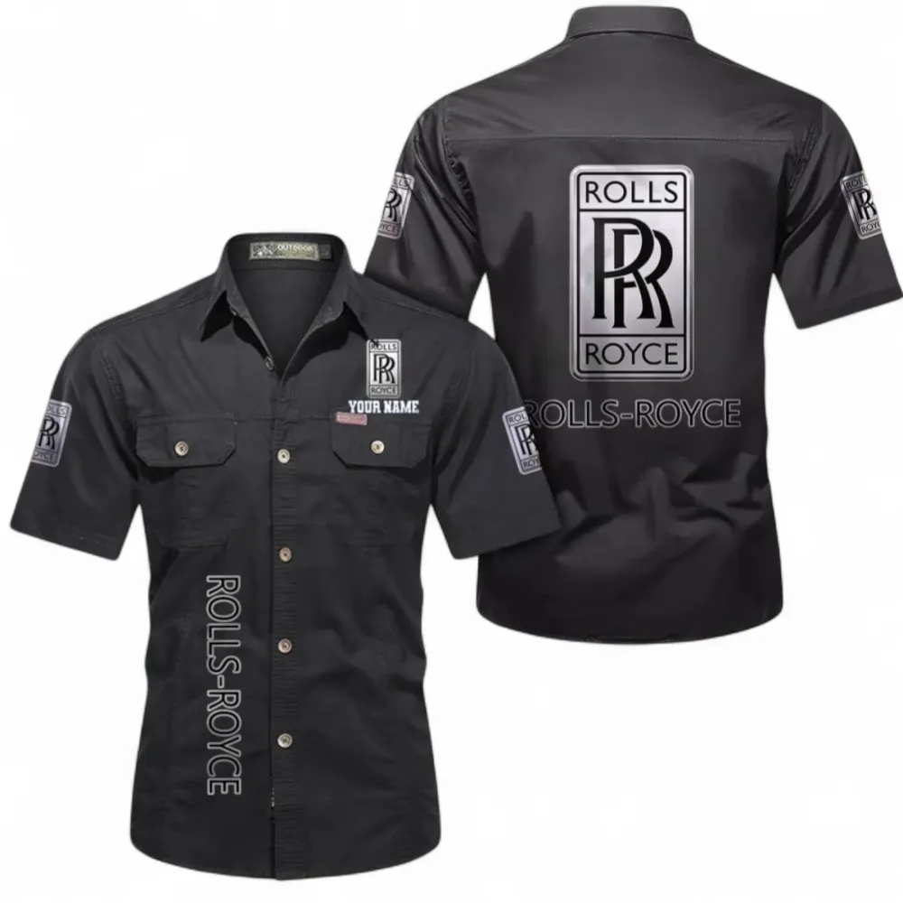 Grand Touring Car Men's Cotton Casual Short Sleeve Shirt, Custom Name CAR392 - Black