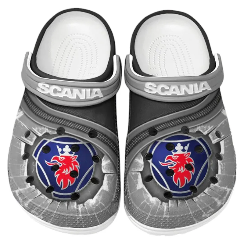 Gray Custom Logistics Truck All Over Print Clog, Car Culture Inspired Footwear Gift for Men and Women CAR188
