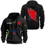 Hoodie Half Zipper Exclusive Logo Gift For High-Speed Motorcycle Enthusiasts CAR170 - Black