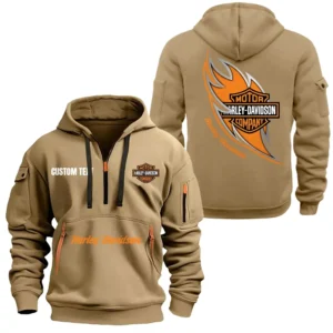 Hoodie Half Zipper Exclusive Logo Gift For Two-Wheel Iconic Enthusiasts CAR170 - Khaki