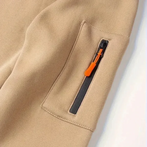 Hoodie Half Zipper Custom Name CLE11082925357 - Khaki - Image 3