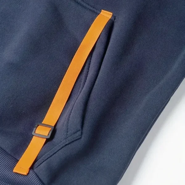 Casual Sports Hoodie Half Zipper, Modern Logo Detail Printing EPL110 - Navy - Image 2