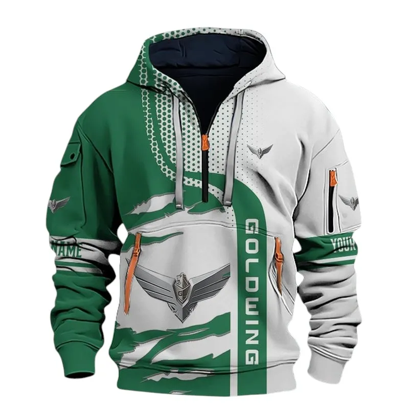 Heavyweight Touring Cruiser Hoodie Half Zip 3D, Rugged Casual Hoodie For Car Lovers CAR398 - Green