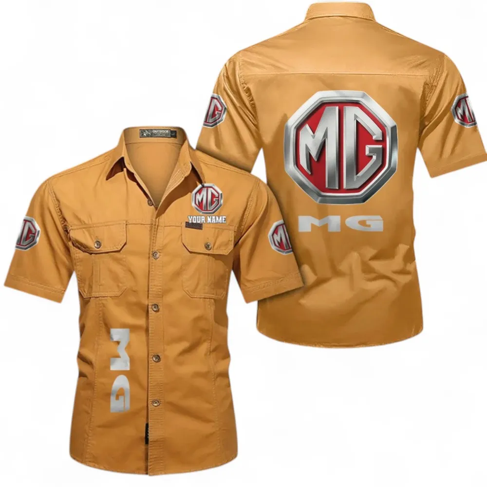 Heritage Vehicle Cotton Short Sleeved Shirt, Custom Name CAR392 - Turmeric