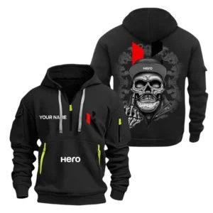 Hoodie Half Zipper Exclusive Logo Gift For Eco-Friendly Motorcycle Enthusiasts CAR166 - Black