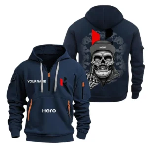 Hoodie Half Zipper Exclusive Logo Gift For Compact Street Bike Enthusiasts CAR166 - Navy